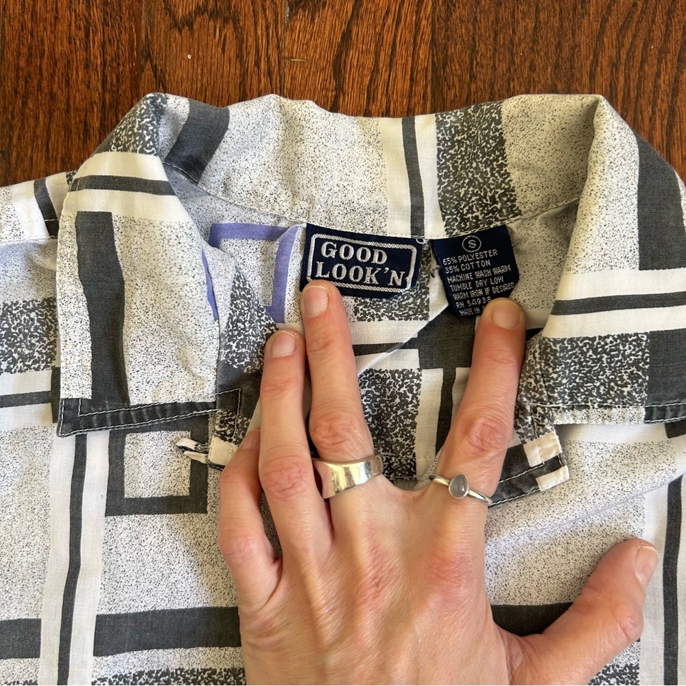 Vintage Geometric Button Down Blouse - image 5